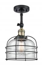  201F-BAB-G72-CE - Bell Cage - 1 Light - 9 inch - Black Antique Brass - Semi-Flush Mount