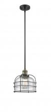  201S-BAB-G74-CE - Bell Cage - 1 Light - 9 inch - Black Antique Brass - Stem Hung - Mini Pendant