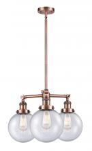 Innovations Lighting 207-AC-G204-8-LED - Beacon - 3 Light - 22 inch - Antique Copper - Stem Hung - Chandelier