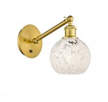 Innovations Lighting 317-1W-SG-G1216-6WM - White Mouchette - 1 Light - 6 inch - Satin Gold - Sconce