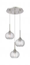 Innovations Lighting 323-3P-SN-G323-7CL - Berkshire - 3 Light - 15 inch - Brushed Satin Nickel - Cord Hung - Multi Pendant