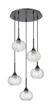  323-5P-BK-G323-7CL - Berkshire - 5 Light - 20 inch - Matte Black - Cord Hung - Multi Pendant