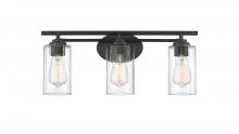  353-3W-BK-CL - Ice - 3 Light - 22 inch - Matte Black - Bath Vanity Light