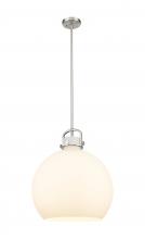  410-1SL-SN-G410-18WH - Newton Sphere - 1 Light - 18 inch - Satin Nickel - Pendant