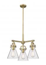  410-3CR-BB-G411-7SDY - Newton Cone - 3 Light - 21 inch - Brushed Brass - Pendant