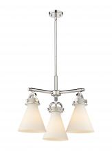  410-3CR-PN-G411-7WH - Newton Cone - 3 Light - 21 inch - Polished Nickel - Pendant