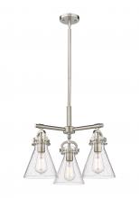  410-3CR-SN-G411-7SDY - Newton Cone - 3 Light - 21 inch - Satin Nickel - Pendant