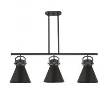 Innovations Lighting 410-3I-BK-M411-10BK - Newton Cone - 3 Light - 42 inch - Matte Black - Island Light