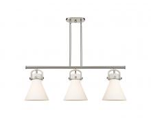 Innovations Lighting 410-3I-SN-G411-10WH - Newton Cone - 3 Light - 42 inch - Satin Nickel - Island Light