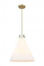  410-3PL-BB-G411-18WH - Newton Cone - 3 Light - 18 inch - Brushed Brass - Cord hung - Pendant