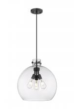  410-3PL-BK-G410-18CL - Newton Sphere - 3 Light - 18 inch - Matte Black - Cord hung - Pendant