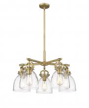  410-5CR-BB-G412-7SDY - Newton Bell - 5 Light - 26 inch - Brushed Brass - Chandelier