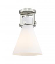 Innovations Lighting 411-1F-SN-G411-8WH - Newton Cone - 1 Light - 8 inch - Brushed Satin Nickel - Flush Mount