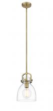 Innovations Lighting 412-1S-BB-8CL-LED - Newton Bell - 1 Light - 8 inch - Brushed Brass - Cord hung - Mini Pendant