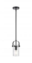 Innovations Lighting 423-1S-BK-G423-7DE - Pilaster II Cylinder - 1 Light - 7 inch Long Glass - Matte Black - Pendant