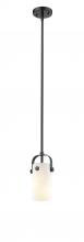 Innovations Lighting 423-1S-BK-G423-7WH - Pilaster II Cylinder - 1 Light - 7 inch Long Glass - Matte Black - Pendant