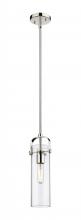 Innovations Lighting 423-1S-PN-G423-12CL - Pilaster II Cylinder - 1 Light - 12 inch Long Glass - Polished Nickel - Pendant