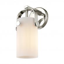  423-1W-PN-G423-7WH - Pilaster II Cylinder - 1 Light - 7 inch Long Glass - Polished Nickel - Sconce