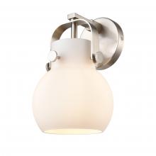 Innovations Lighting 423-1W-SN-G410-6WH - Pilaster II Sphere - 1 Light - 7 inch - Satin Nickel - Sconce