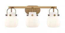  423-3W-BB-G410-6WH - Pilaster II Sphere - 3 Light - 27 inch - Brushed Brass - Bath Vanity Light