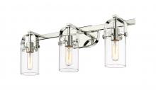 Innovations Lighting 423-3W-PN-G423-7CL - Pilaster II Cylinder - 3 Light - 25 inch - Polished Nickel - Bath Vanity Light