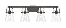 Innovations Lighting 423-4W-BK-G411-6CL - Pilaster II Cone - 4 Light - 37 inch - Matte Black - Bath Vanity Light