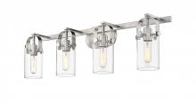  423-4W-SN-4CL-LED - Pilaster - 4 Light - 35 inch - Brushed Satin Nickel - Bath Vanity Light