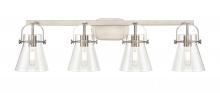 Innovations Lighting 423-4W-SN-G411-6CL - Pilaster II Cone - 4 Light - 37 inch - Satin Nickel - Bath Vanity Light