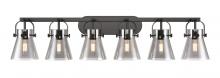 Innovations Lighting 423-6W-BK-G411-6SM - Pilaster II Cone - 6 Light - 46 inch - Matte Black - Bath Vanity Light