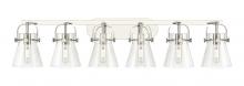 Innovations Lighting 423-6W-PN-G411-6CL - Pilaster II Cone - 6 Light - 46 inch - Polished Nickel - Bath Vanity Light