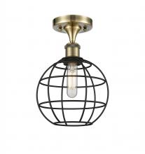 Innovations Lighting 516-1C-AB-CE-8-BK - Lake Placid - 1 Light - 8 inch - Antique Brass - Semi-Flush Mount