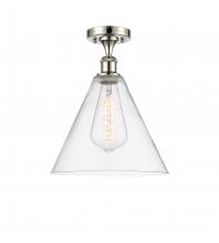 Innovations Lighting 516-1C-PN-GBC-122 - Berkshire - 1 Light - 12 inch - Polished Nickel - Semi-Flush Mount