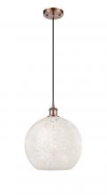 Innovations Lighting 516-1P-AC-G1216-12WM - White Mouchette - 1 Light - 12 inch - Antique Copper - Cord Hung - Mini Pendant