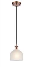  516-1P-AC-G411 - Dayton - 1 Light - 6 inch - Antique Copper - Cord hung - Mini Pendant