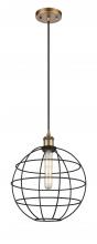 Innovations Lighting 516-1P-BB-CE-12-BK - Lake Placid - 1 Light - 12 inch - Brushed Brass - Mini Pendant