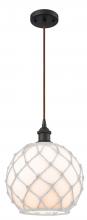  516-1P-OB-G121-10RW - Farmhouse Rope - 1 Light - 10 inch - Oil Rubbed Bronze - Cord hung - Mini Pendant