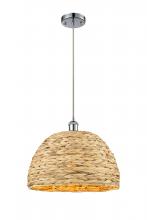  516-1P-PC-RBD-16-NAT - Woven Rattan - 1 Light - 16 inch - Polished Chrome - Mini Pendant