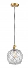  516-1P-SG-G122-8RW - Farmhouse Rope - 1 Light - 8 inch - Satin Gold - Cord hung - Mini Pendant