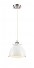 Innovations Lighting 516-1P-SN-M14-W - Adirondack - 1 Light - 8 inch - Brushed Satin Nickel - Cord hung - Mini Pendant