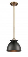  516-1S-BB-M14-BK - Adirondack - 1 Light - 8 inch - Brushed Brass - Mini Pendant