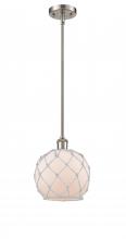 Innovations Lighting 516-1S-SN-G121-8RW - Farmhouse Rope - 1 Light - 8 inch - Brushed Satin Nickel - Mini Pendant