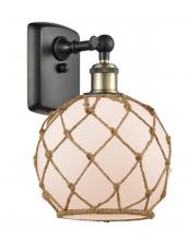 Innovations Lighting 516-1W-BAB-G121-8RB - Farmhouse Rope - 1 Light - 8 inch - Black Antique Brass - Sconce