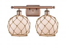  516-2W-AC-G121-8RB - Farmhouse Rope - 2 Light - 18 inch - Antique Copper - Bath Vanity Light