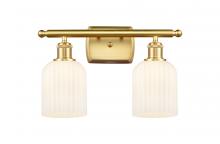  516-2W-SG-G559-5GWH - Bridal Veil - 2 Light - 15 inch - Satin Gold - Bath Vanity Light