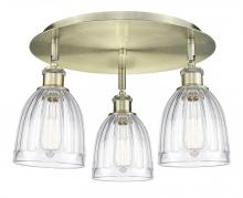  516-3C-AB-G442 - Brookfield - 3 Light - 18 inch - Antique Brass - Flush Mount