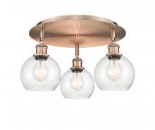 Innovations Lighting 516-3C-AC-G124-6 - Athens - 3 Light - 18 inch - Antique Copper - Flush Mount