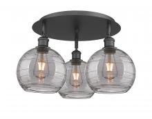 Innovations Lighting 516-3C-BK-G1213-8SM - Athens Deco Swirl - 3 Light - 20 inch - Matte Black - Flush Mount