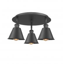 Innovations Lighting 516-3C-BK-M8-BK - Ballston - 3 Light - 18 inch - Matte Black - Flush Mount