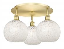  516-3C-SG-G1216-8WM - White Mouchette - 3 Light - 20 inch - Satin Gold - Flush Mount