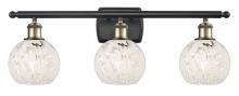  516-3W-BAB-G1216-6WM - White Mouchette - 3 Light - 26 inch - Black Antique Brass - Bath Vanity Light